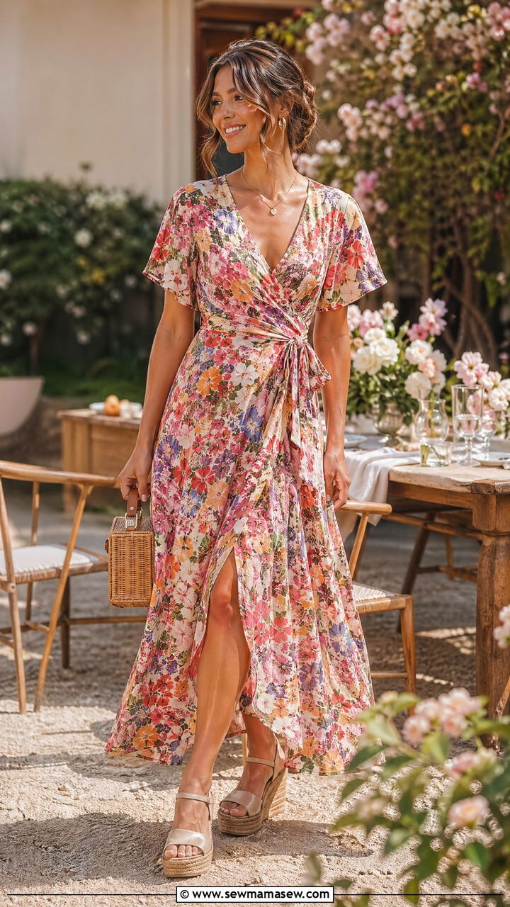 Floral Wrap Dress With Espadrilles Outfit - 35 Spring outfits for women