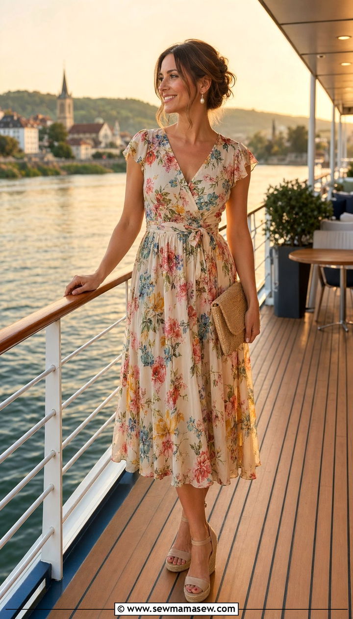 Floral midi dress river cruise outfit - 35 River cruise outfit ideas