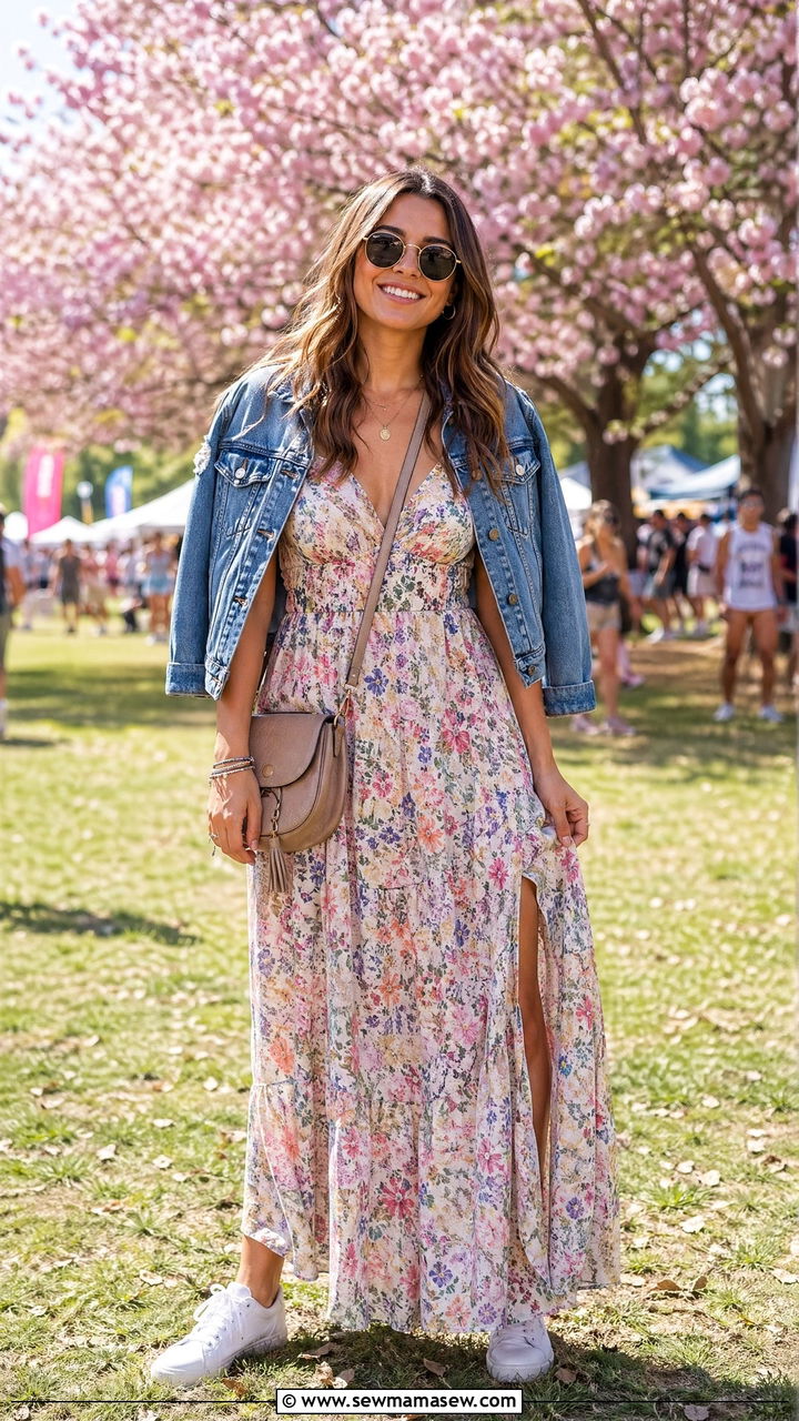 Flowing Floral Maxi Dress Outfit - 35 spring festival outfit ideas