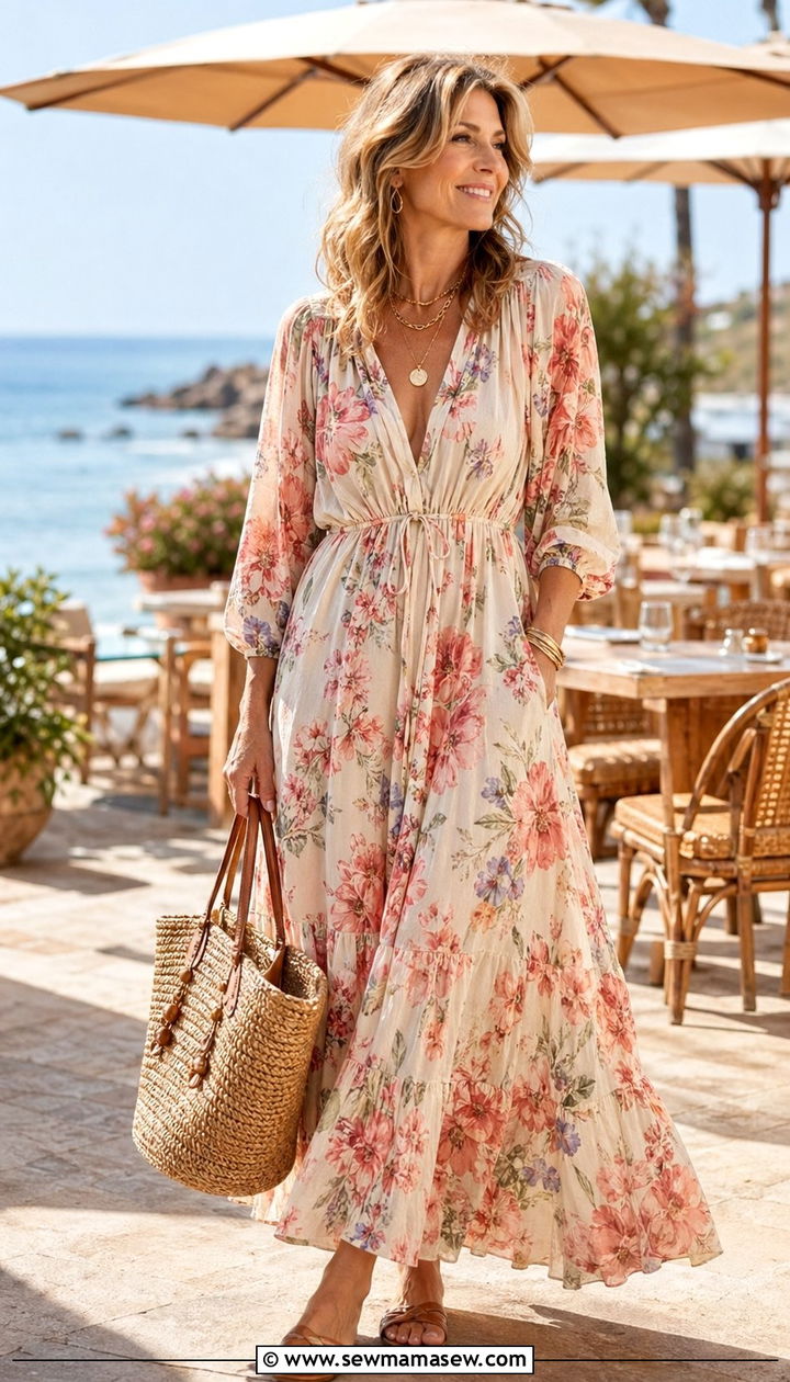 Flowy Maxi Dress Brunch Look - 30 What to wear to brunch over 40