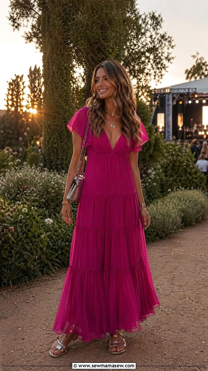 Flowy Maxi Dress Summer Concert Outfit - 35 summer concert outfit ideas for women