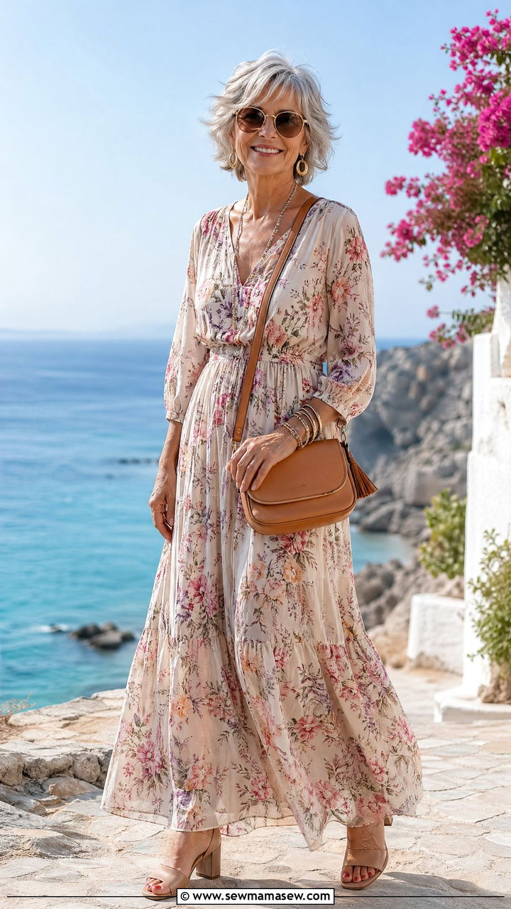 Flowy Maxi Dress Vacation Outfit - 35 Vacation outfits for women over 60