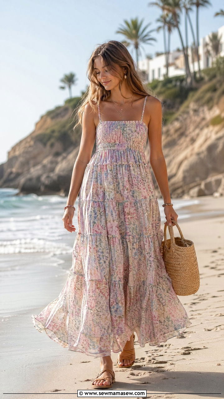 Flowy Maxi Dress and Flat Sandals Outfit - 35 Summer outfits for teenage girls