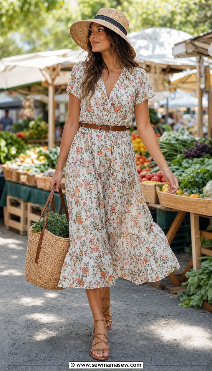 Flowy Midi Dress With Belt Outfit - 35 Outfit ideas for hourglass figure