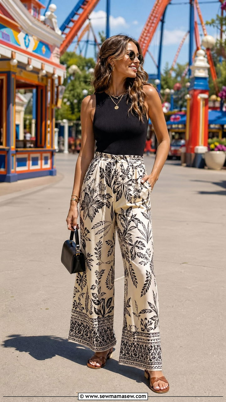 Flowy pants and tank top for Six Flags - 35 Six Flags outfit ideas