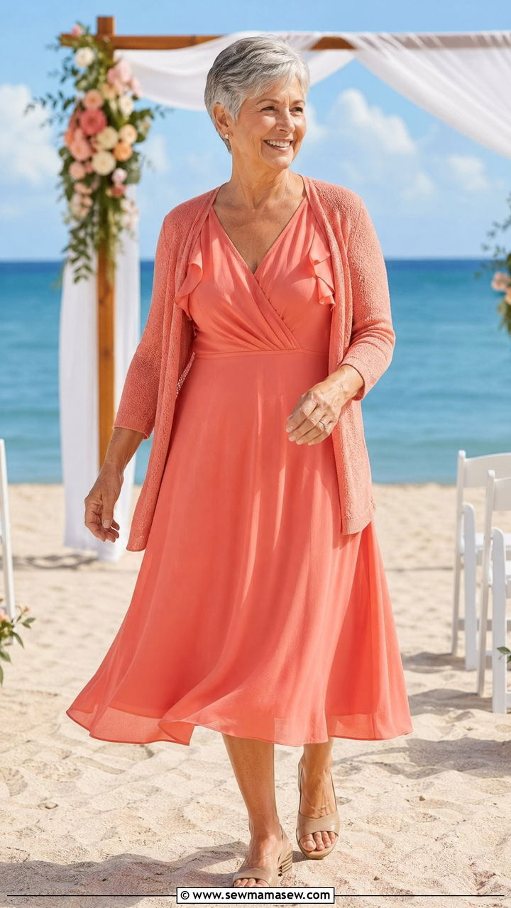 Flutter sleeve dress for wedding guest over 60 - 35 Wedding guest outfits for women over 60