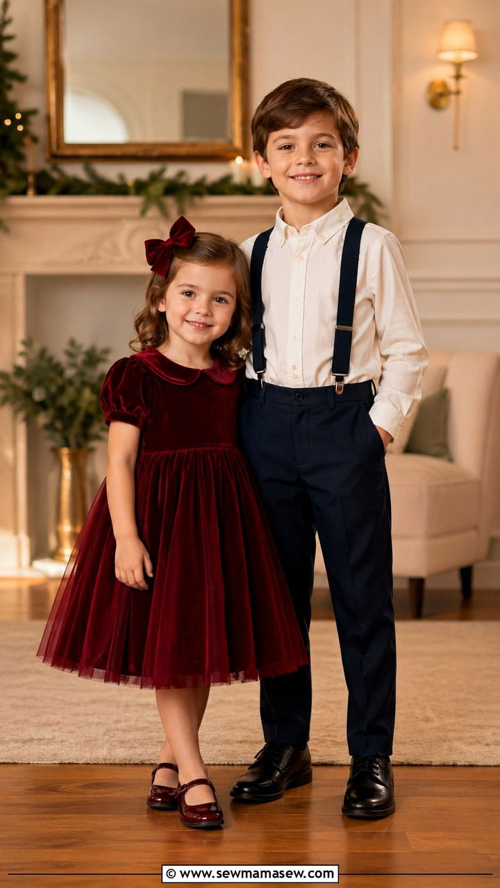 Formal Velvet and Tulle Sibling Outfits for Special Occasions - 30 Sibling photoshoot outfit ideas