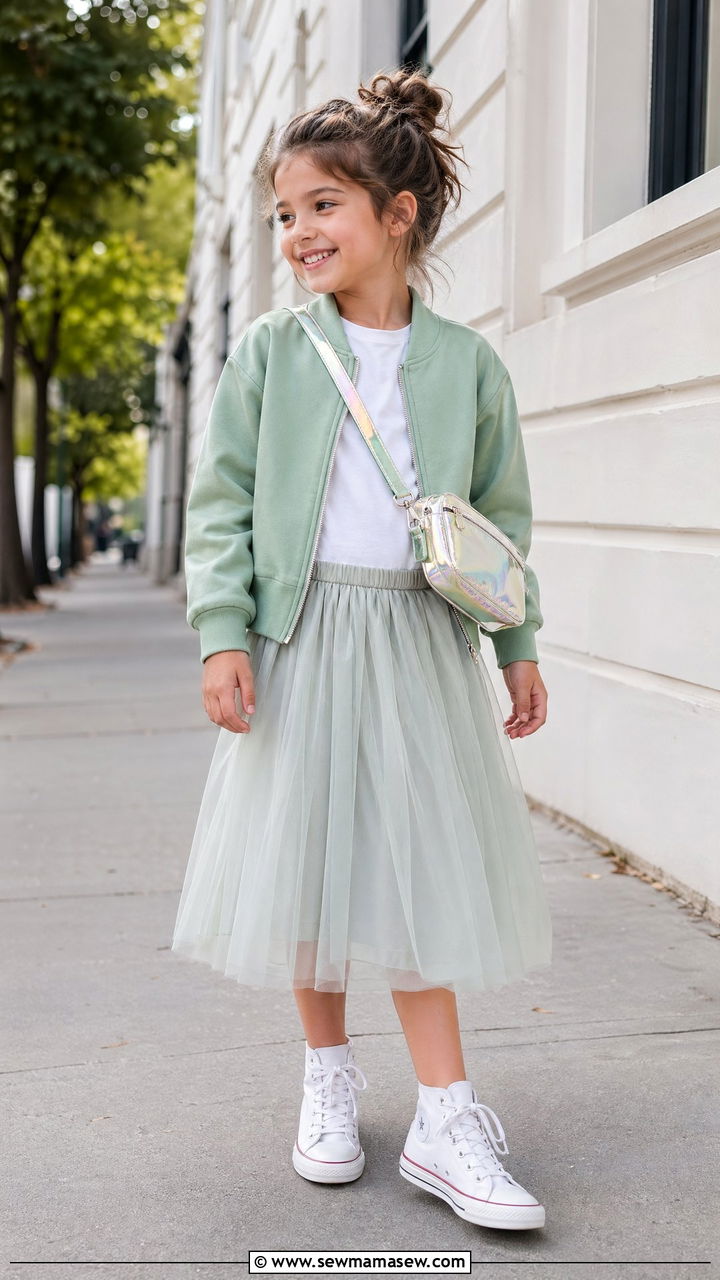 French terry jacket with tulle skirt - 35 Spring outfits for little girls