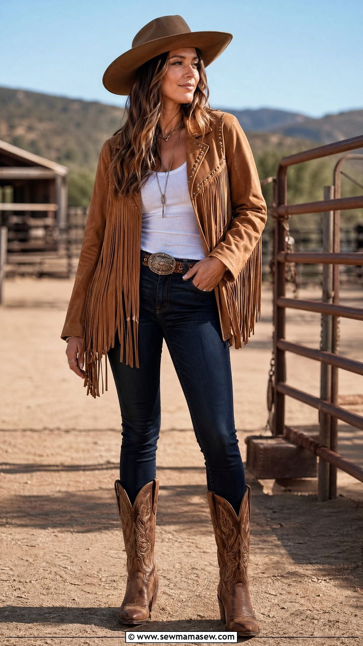 Fringe Jacket And Cowboy Boots Outfit - 35 Concert outfits for women