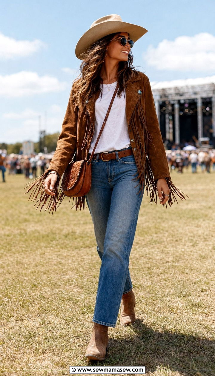 Fringe Jacket And Jeans For A Country Concert - 30 What to wear to a concert over 40