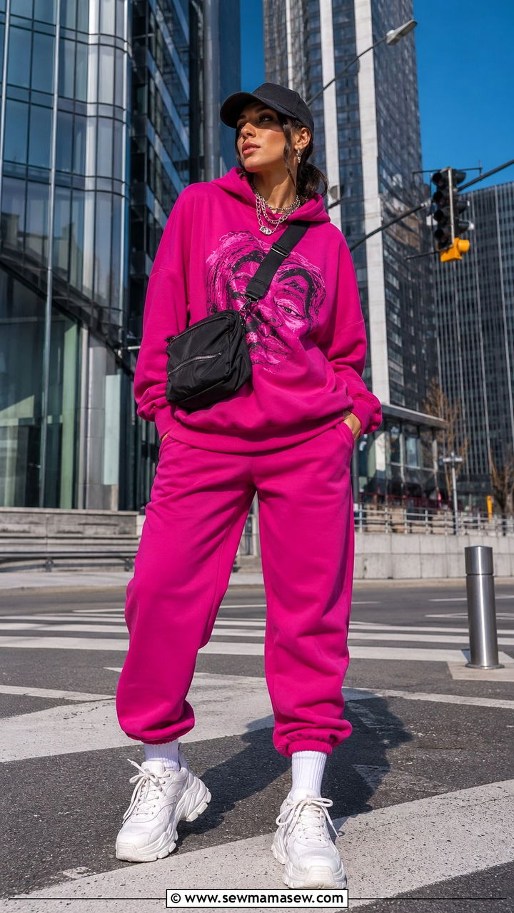 Fuchsia Hoodie with Joggers for Streetwear - 40 All fuchsia outfit ideas