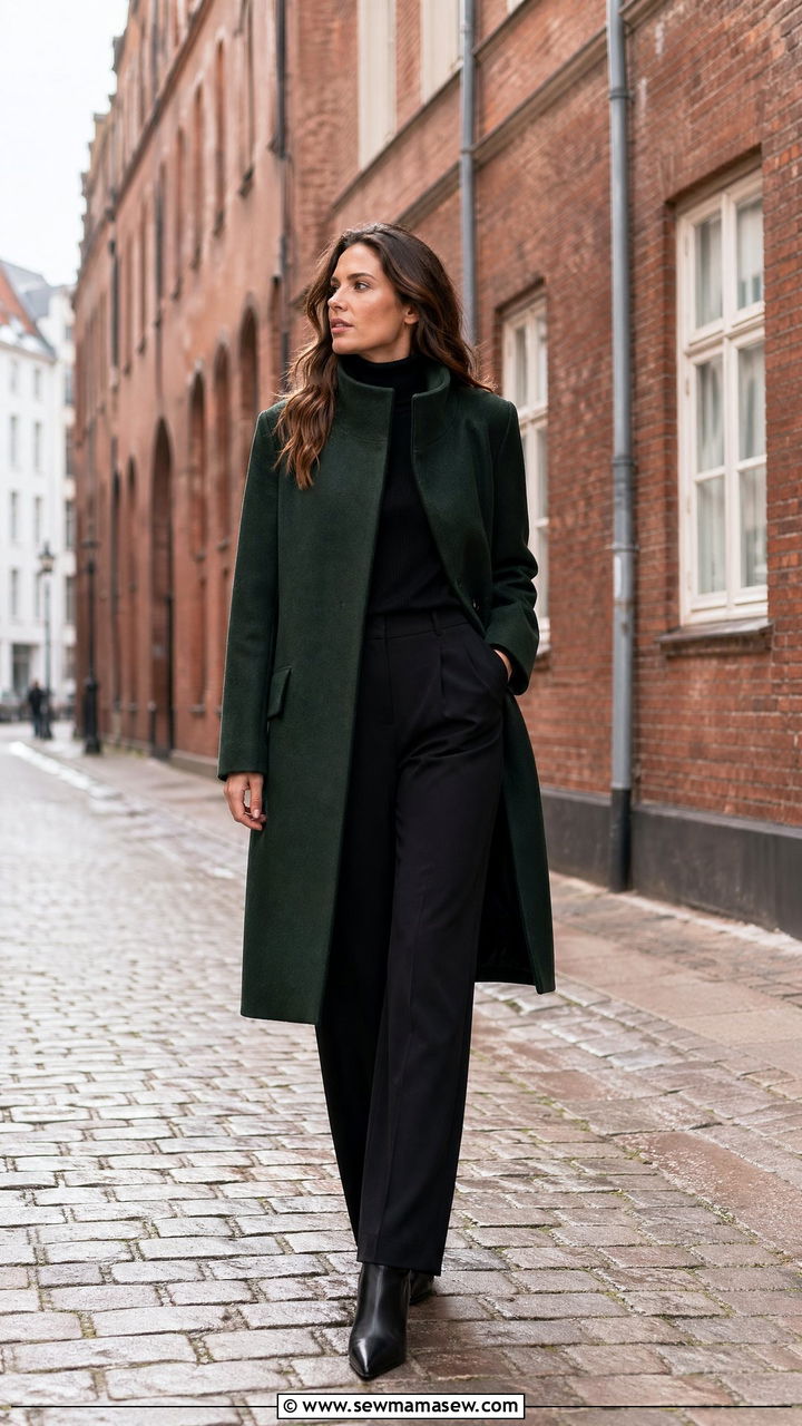 Funnel Neck Coat And Tailored Trousers Copenhagen Outfit - 35 Copenhagen outfits ideas