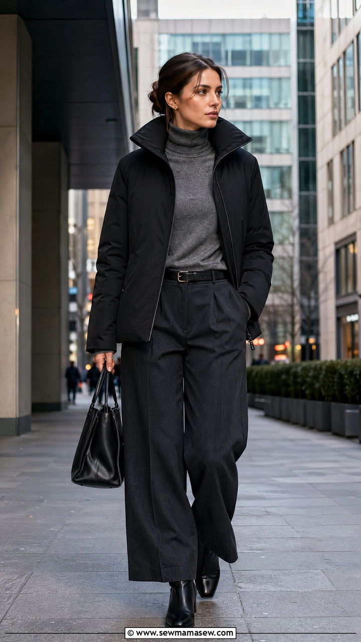 Funnel Neck Jacket Work Outfit 2026 - 35 work outfits 2026