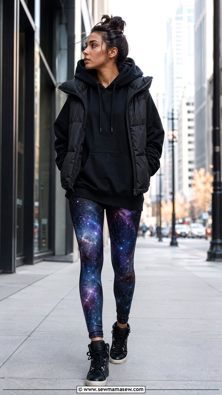 Galaxy Print Leggings With Oversized Hoodie - 35 celestial outfits