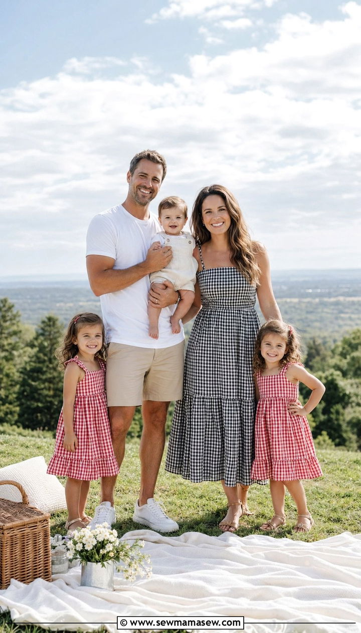 Gingham Dress Family Photo Outfits For Summer - 30 What to wear for summer family photos
