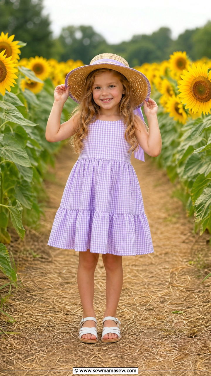 Gingham Dress with Straw Hat Outfit - 35 Spring outfits for kids
