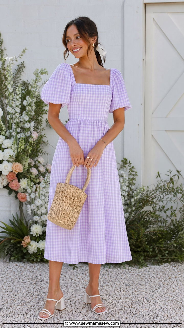 Gingham Pattern Cottagecore Wedding Guest Outfit - 35 Cottagecore wedding guest outfits