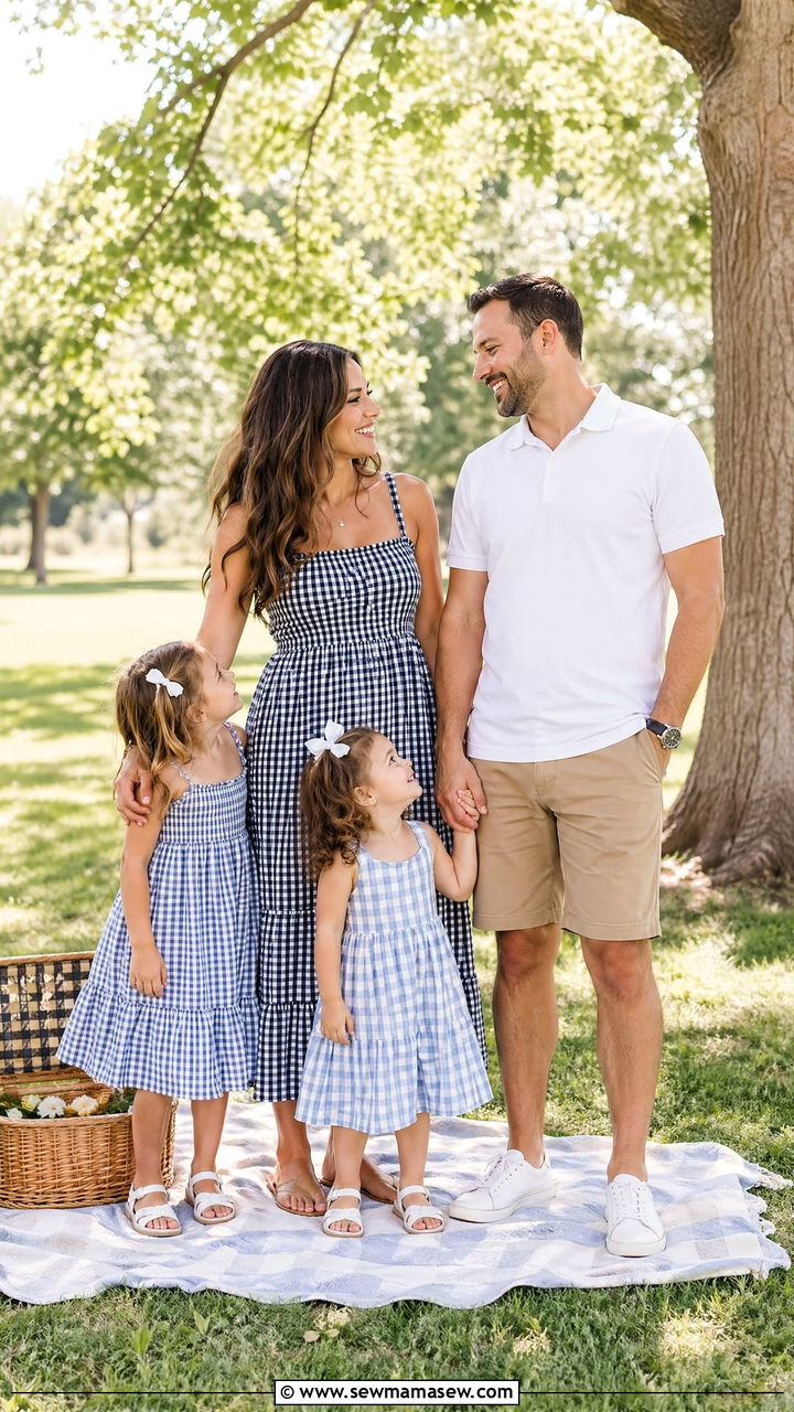 Gingham Picnic Summer Family Photo Outfits - 35 Summer family photo outfits