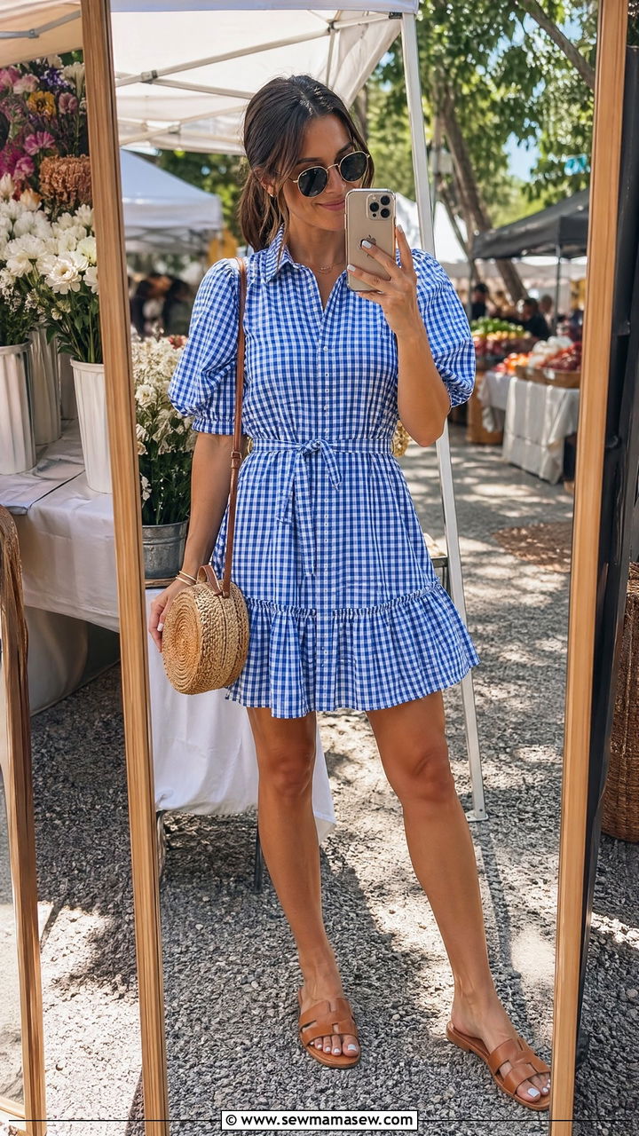 Gingham Shirt Dress Summer Outfit - 35 Summer outfits with shirt dresses