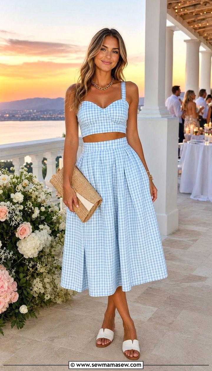 Gingham Two Piece Set - 35 Preppy vacation outfits