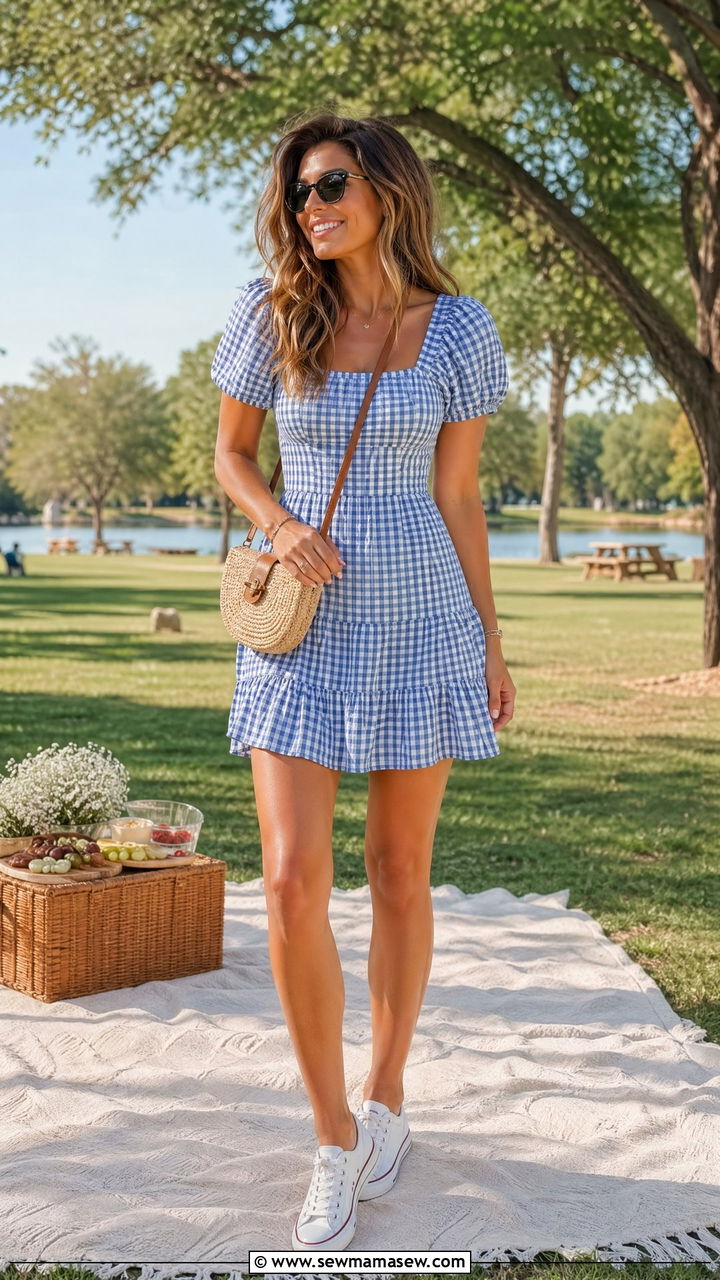 Gingham mini dress summer outfit - 35 Summer ootd ideas