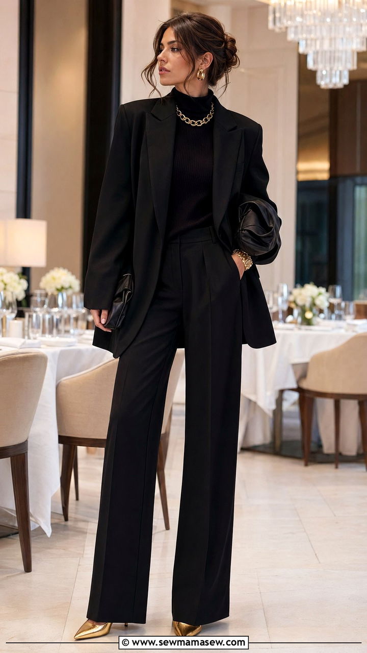 Glamoratti Oversized Blazer With Chunky Gold Jewelry - 30 Aesthetic outfit ideas 2026