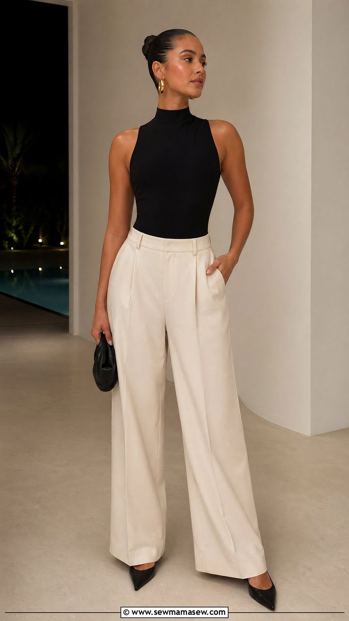 Gold Hoops and Sleek Bun Outfit - 35 clean girl outfits for women