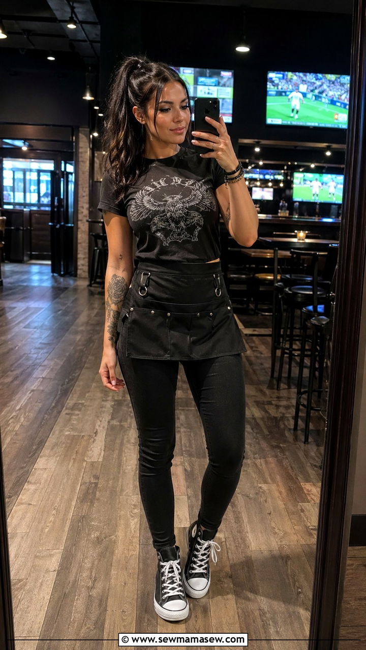 Graphic Tee And Black Jeans Bar Server Outfit - 30 Server outfit ideas