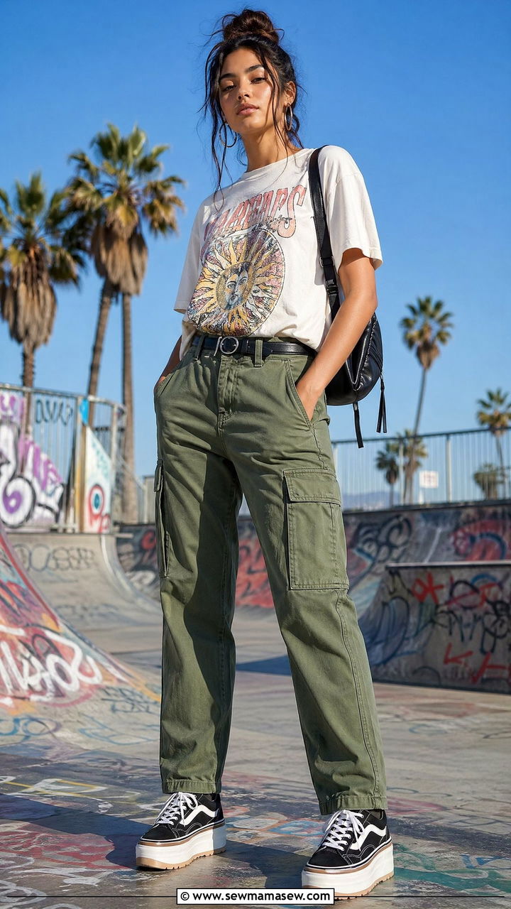 Graphic Tee With Cargo Pants Outfit - 35 casual outfits for tall women