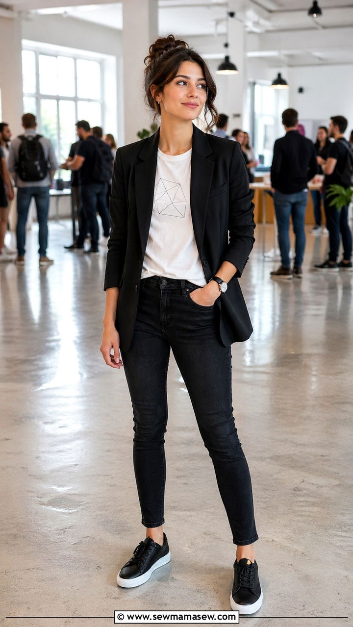 Graphic Tee and Blazer Outfit for Software Engineers - 30 Software engineer outfit ideas