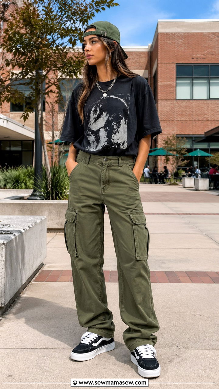 Graphic Tee and Cargo Pants School Outfit - 30 school outfits aesthetic