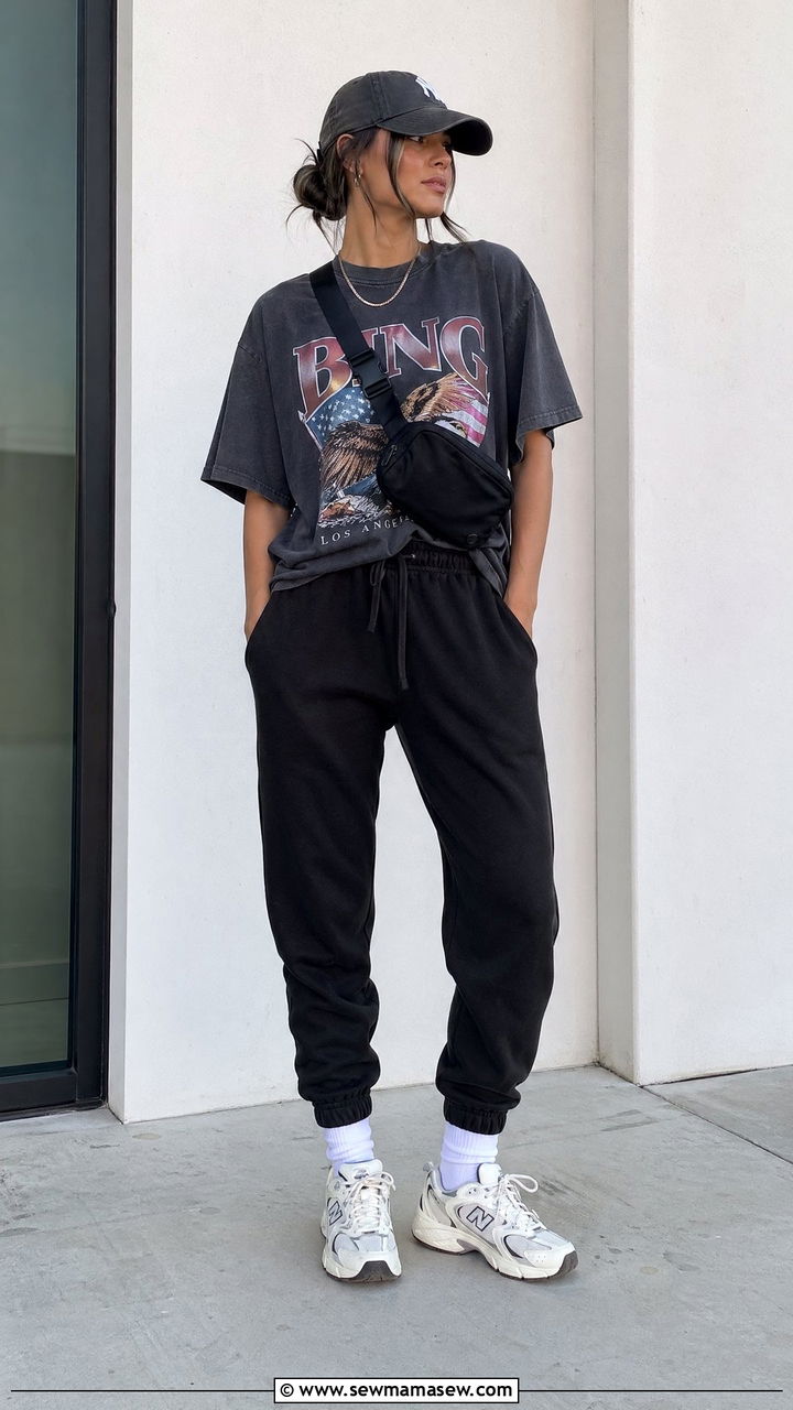 Graphic Tee and Joggers Summer Outfit - 35 Summer outfits for women in their 20s