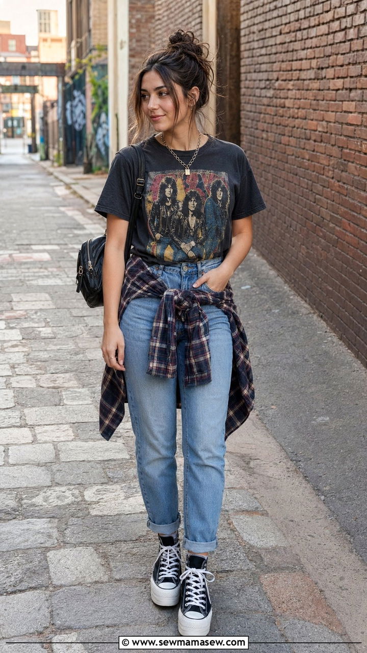 Graphic Tee and Mom Jeans Outfit - 35 Mom jeans outfit ideas