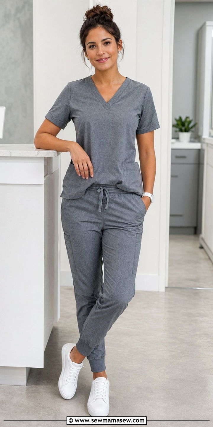 Gray Scrubs with White Sneakers - 35 Scrubs outfit ideas