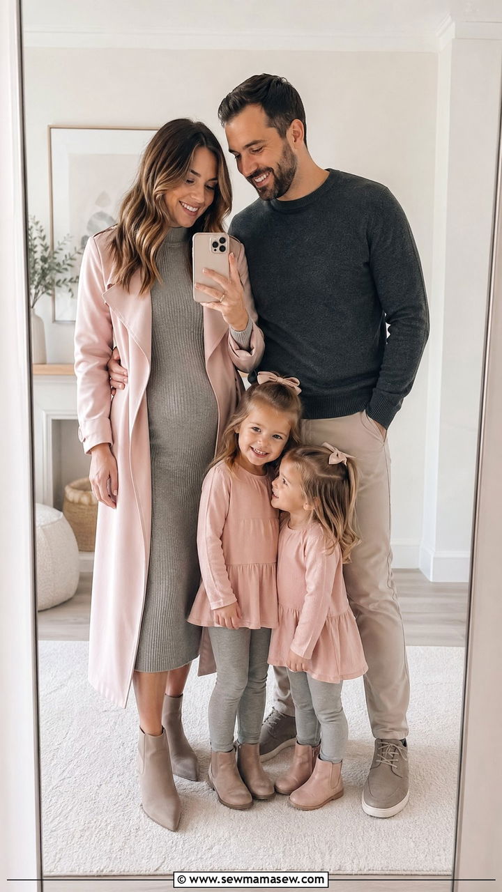 Gray and Blush Pink Family Picture Outfits - 35 spring family photo outfit ideas
