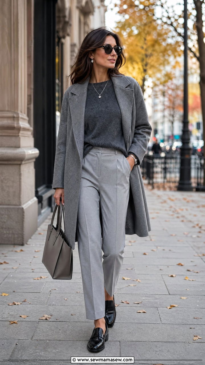 Grey on Grey Monochrome Business Casual - 35 cute business casual outfits