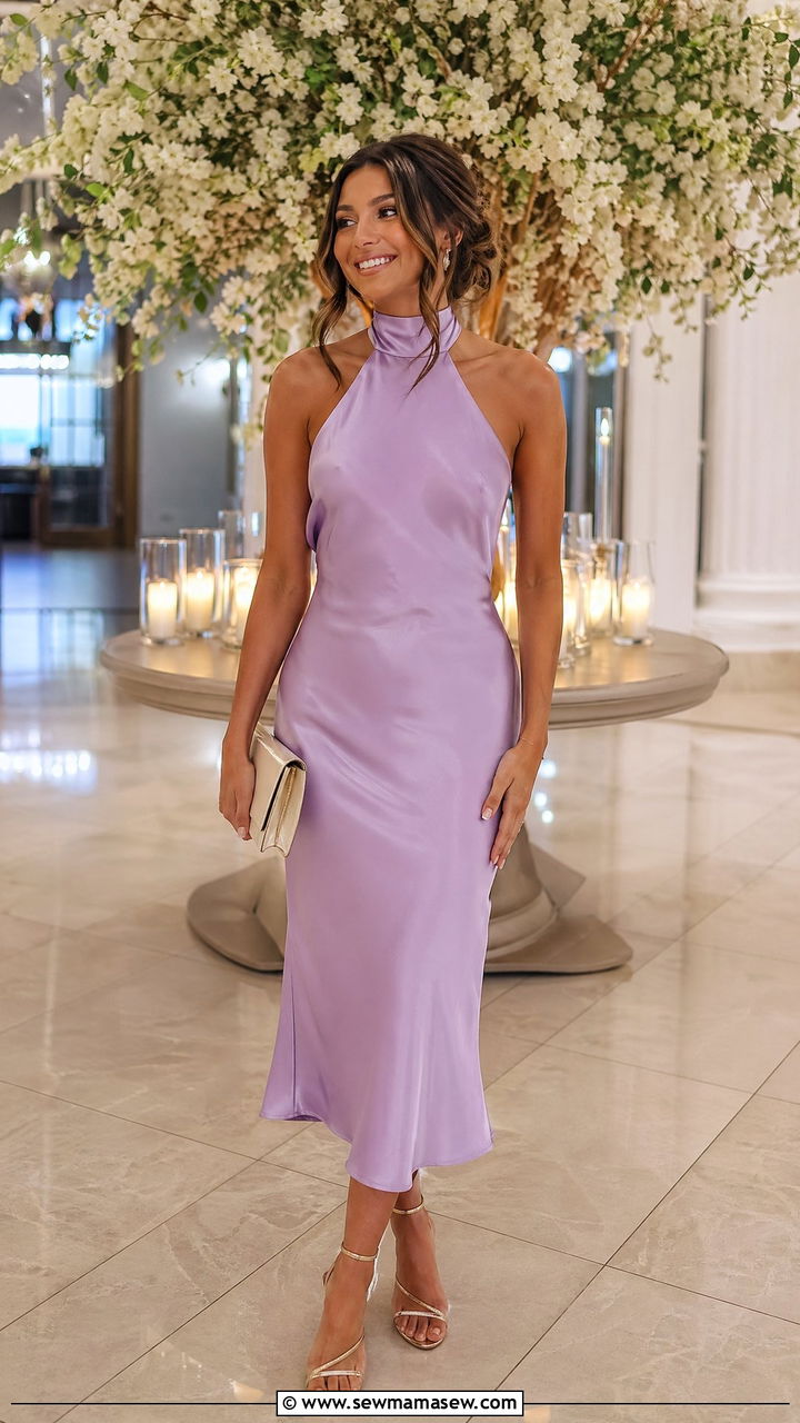 Halter Neck Midi Dress With Clutch - 35 summer graduation outfit ideas