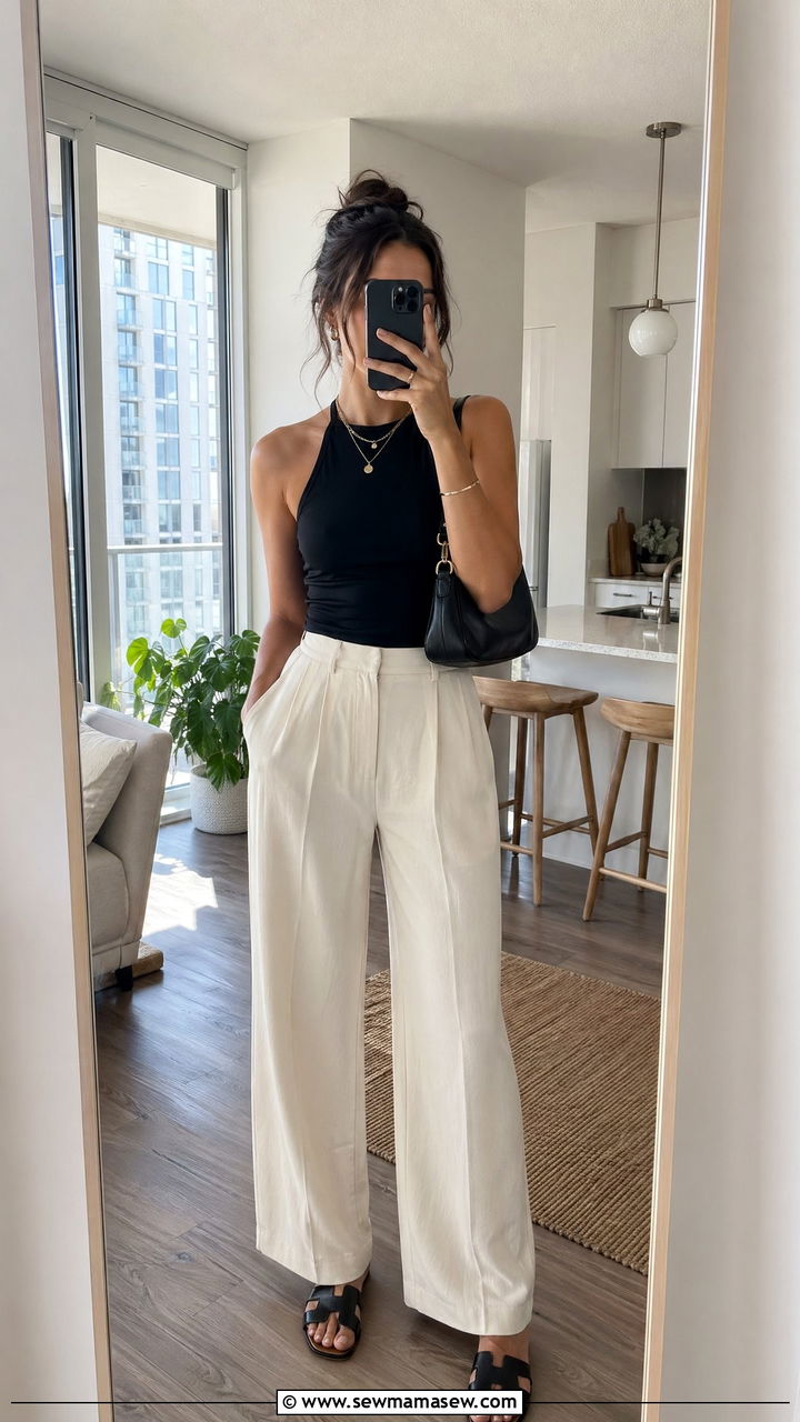 Halter Top And Wide Leg Pants Outfit - 35 summer everyday outfit ideas