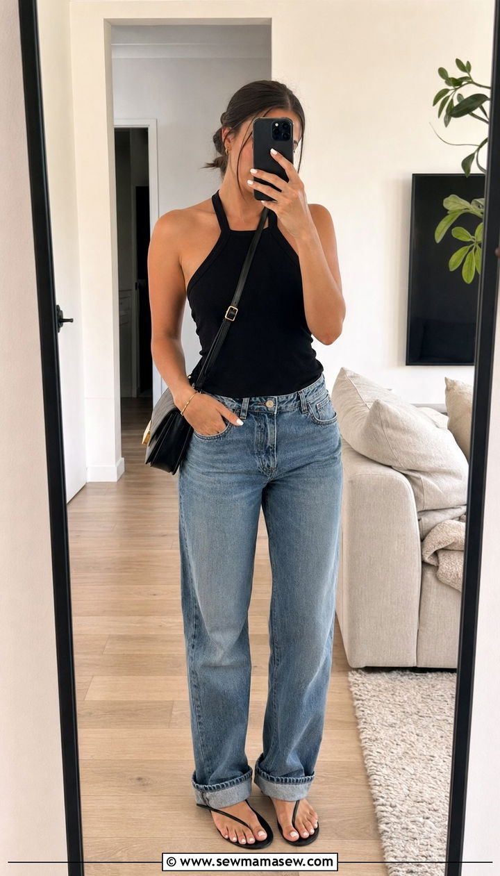 Halter Top With Boyfriend Jeans - 35 Halter top outfit ideas