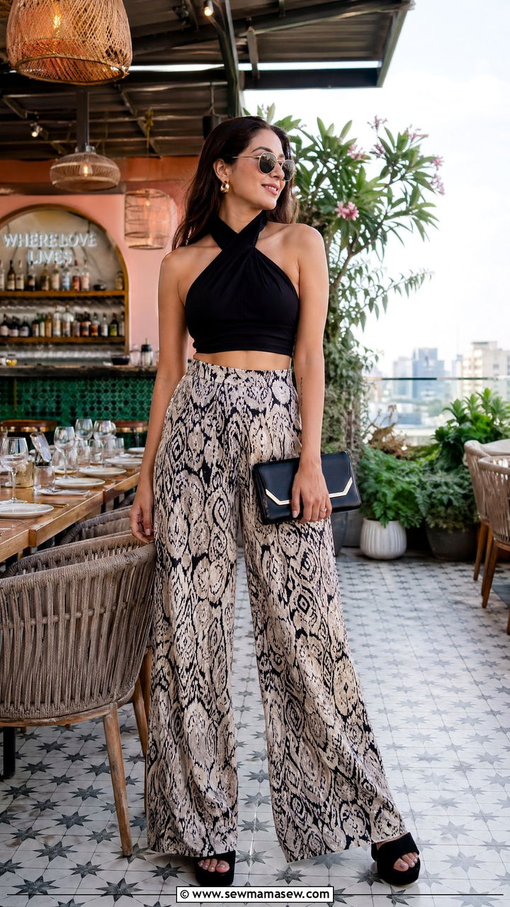 Halter Top and Palazzo Pants Summer Brunch Outfit - 35 summer brunch outfit ideas