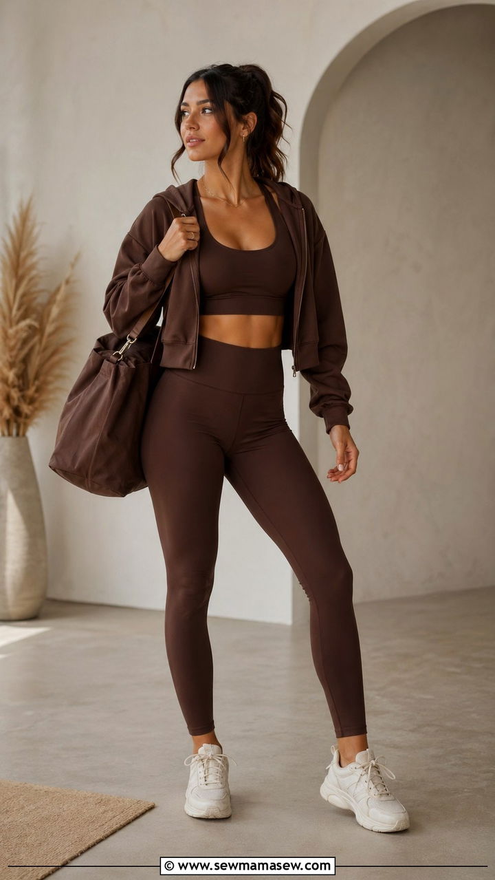 Head to Toe Chocolate Brown Gym Set - 35 Gym outfit ideas for women