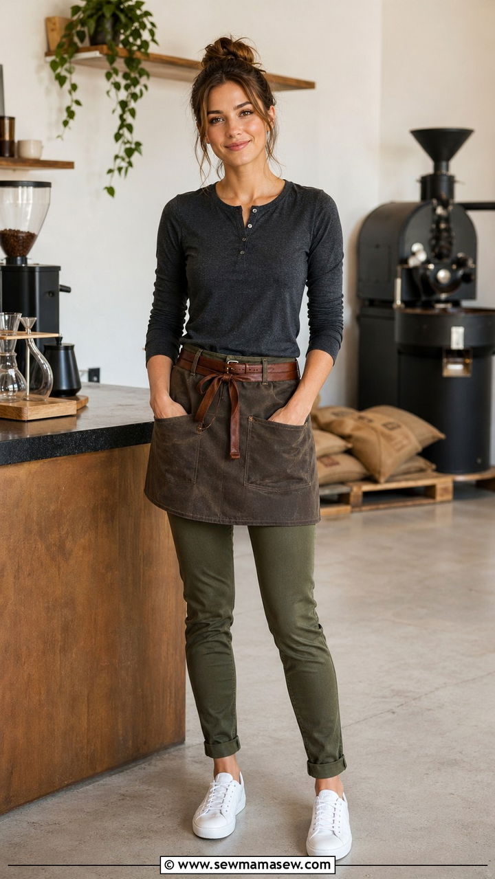 Henley And Chinos Coffee Shop Server Outfit - 30 Server outfit ideas
