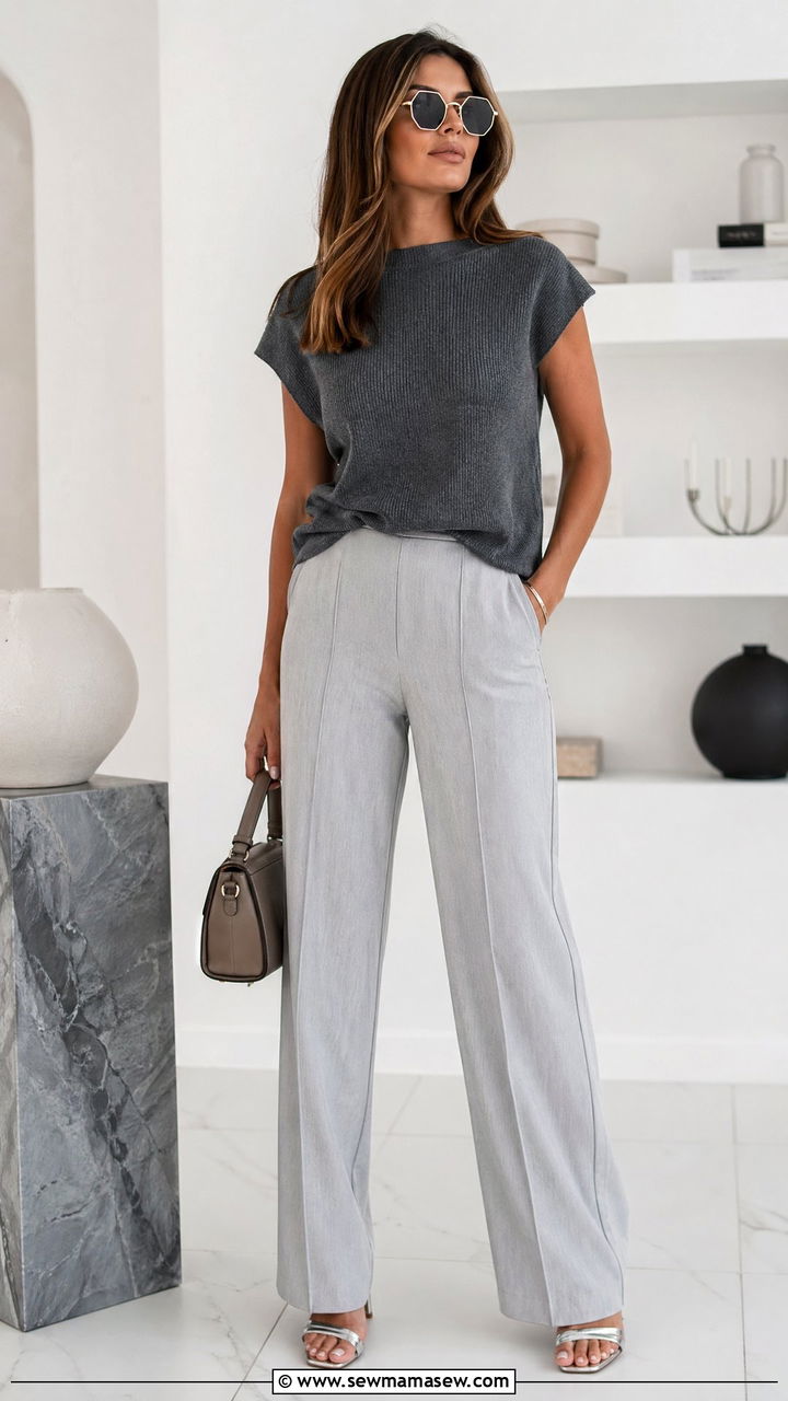 Hexagon geometric sunglasses with monochrome look - 35 Sunglasses outfit ideas