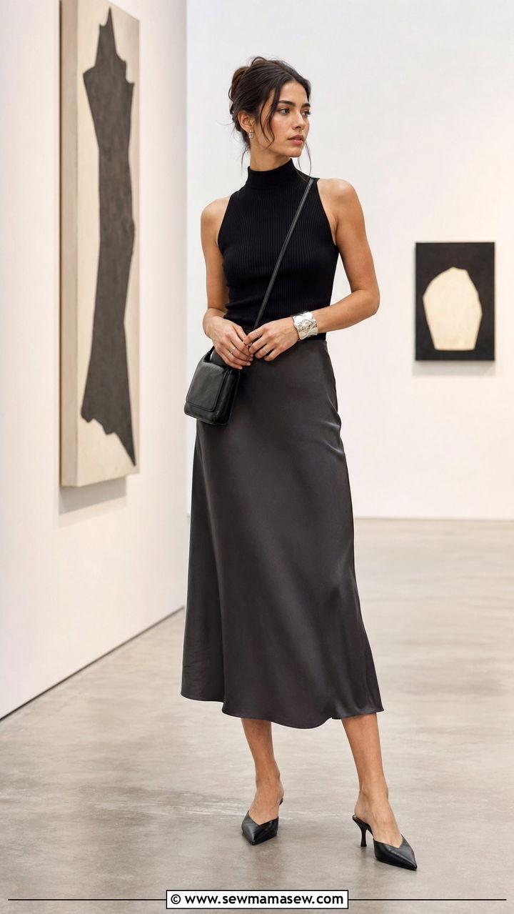 High Neck Tank and Midi Slip Skirt for Art Gallery Workshop - 30 Workshop outfit ideas