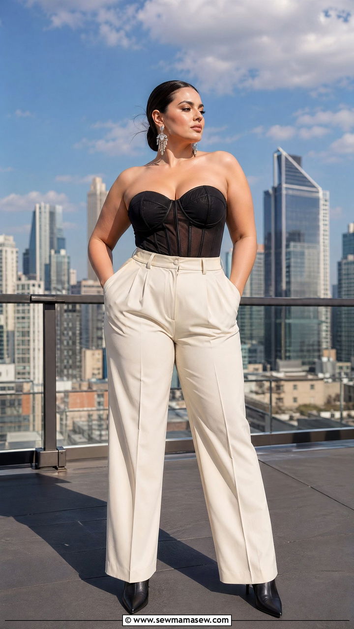 High Waisted Trousers With Corset Top - 35 Concert outfits for midsize women