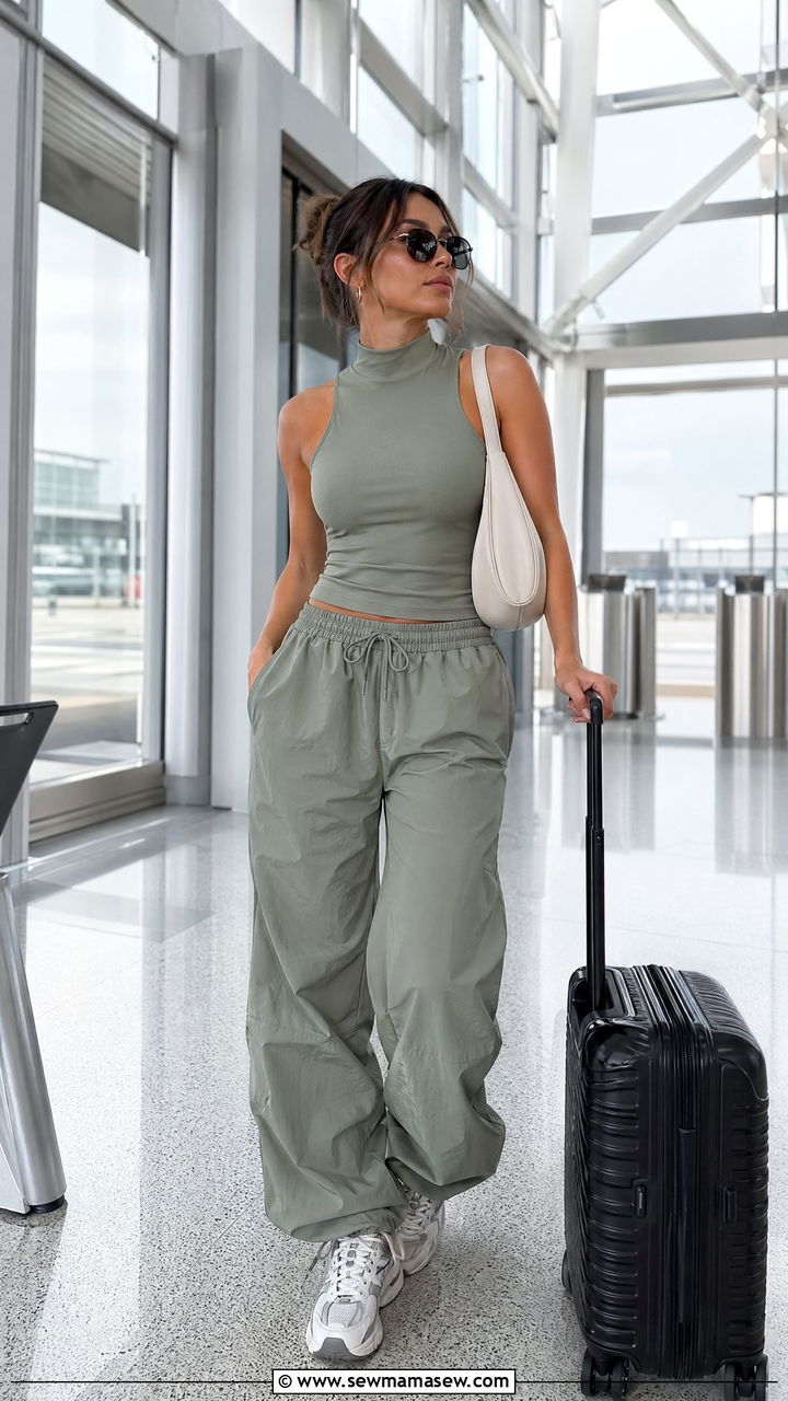 High neck tank and parachute pants matching set - 35 cute matching set outfits