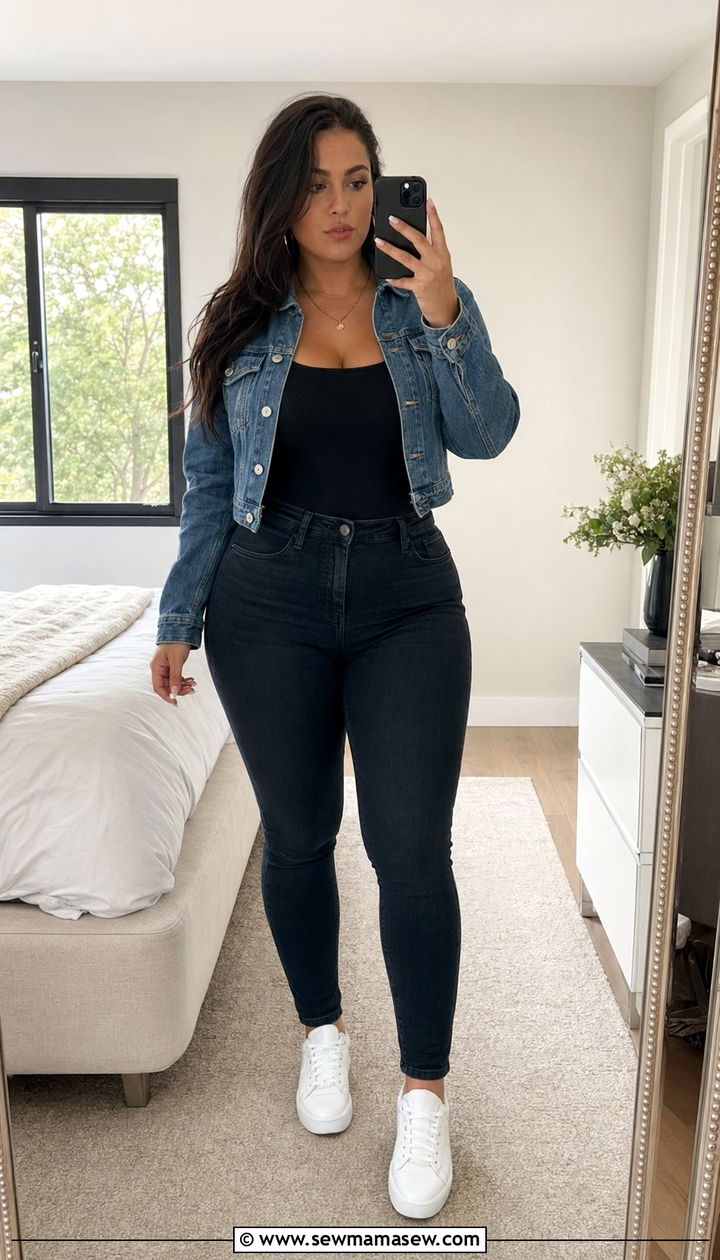 High waisted jeans and bodysuit outfit - 35 Outfit ideas for curvy women