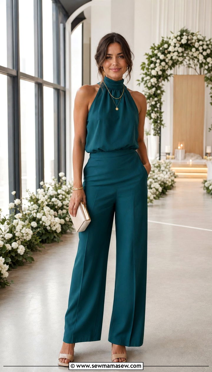 HighNeck Sleeveless Top And Fluid Trousers - 30 Wedding guest outfits with pants