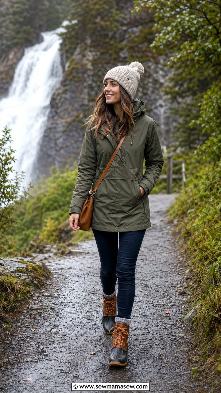 Hooded Anorak With Skinny Jeans And Duck Boots - 30 Alaska cruise outfit ideas