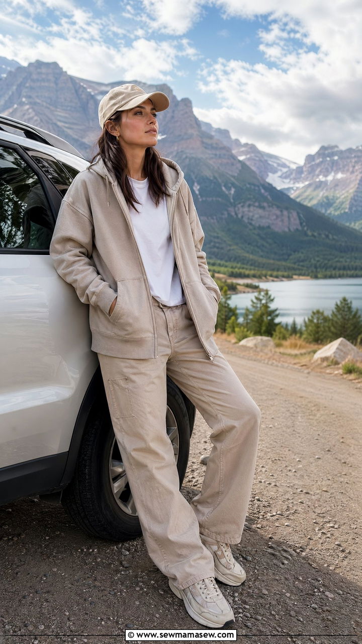 Hoodie With Carpenter Trousers - 35 Spring travel outfit ideas 2026